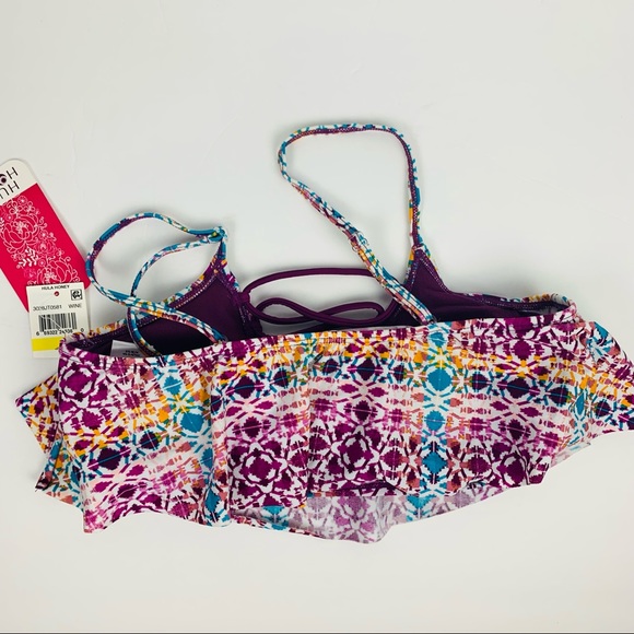 🔥HULA HONEY🔥Swim Printed Flounce Strappy Bikini Swimsuit Top Medium NWT - Picture 4 of 5